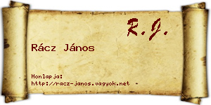 Rácz János névjegykártya